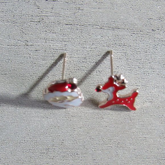 Santa Claus Rudolph Christmas earrings Season Greeting Happy Holidays - Picture 5 of 11